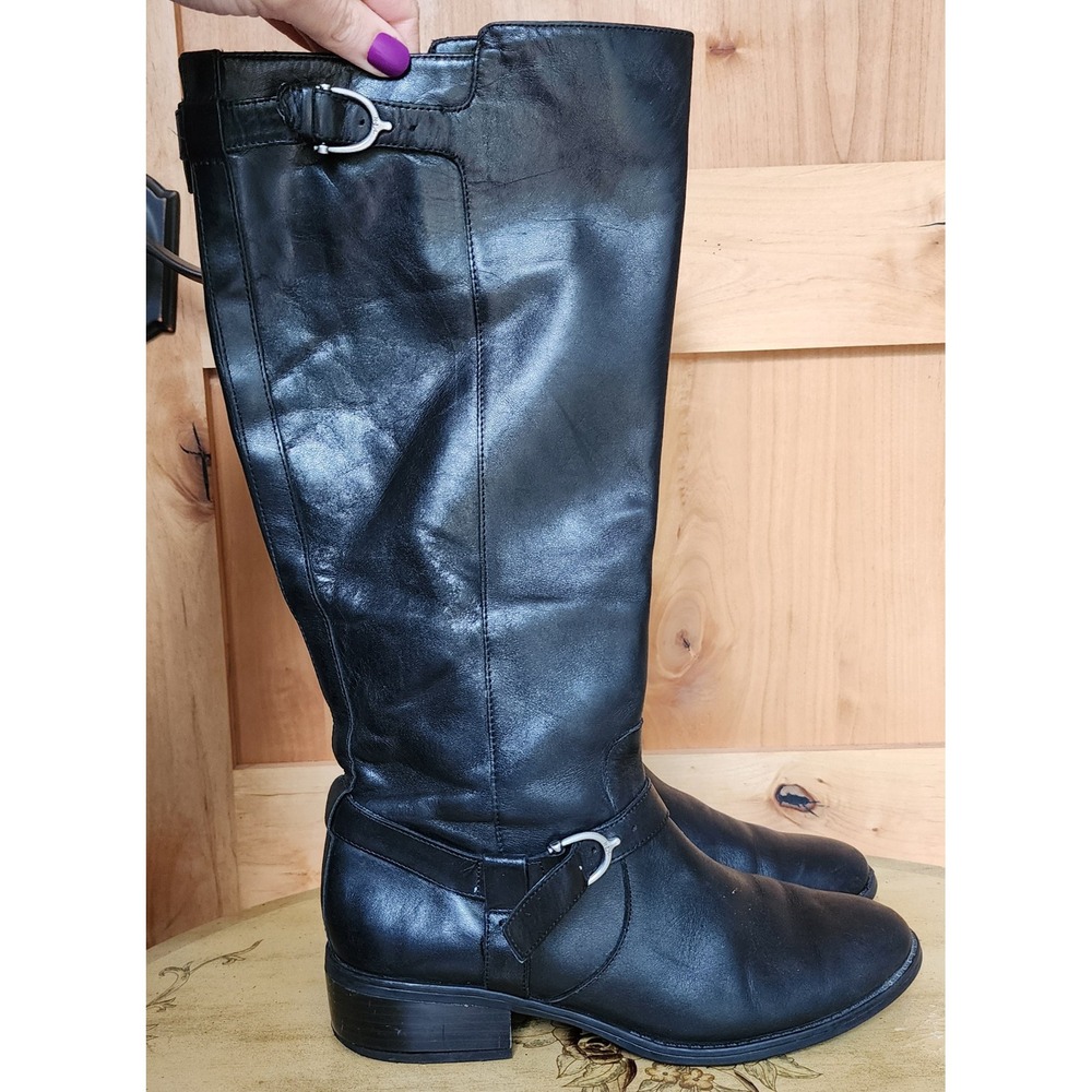 Lauren Ralph Lauren Sz 9B Black Leather Margarite Riding Boots Equestrian Preppy